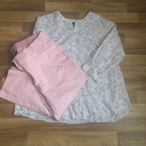 Lane Bryant Cotton Crop Pant and Matching Blouse